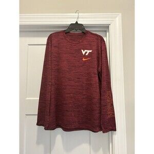 Men’s Nike Dri Fit Size Large Virginia Tech Hokies Maroon Long Sleeve T Shirt